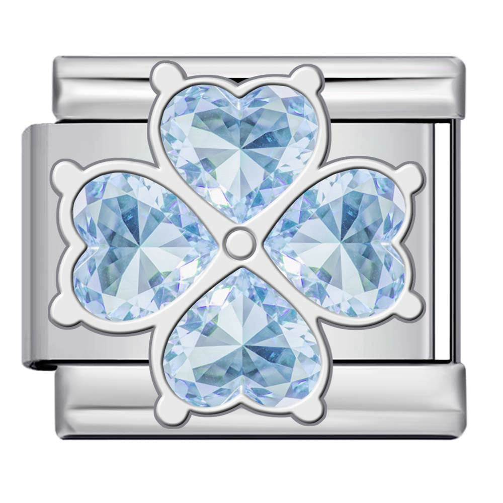 Gold Silver Rhinestone Italian Charm Gold Plated Stainless Steel