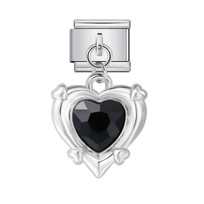 Colorful Heart Moon Bow Pendant Stainless Steel Italian Charm Links