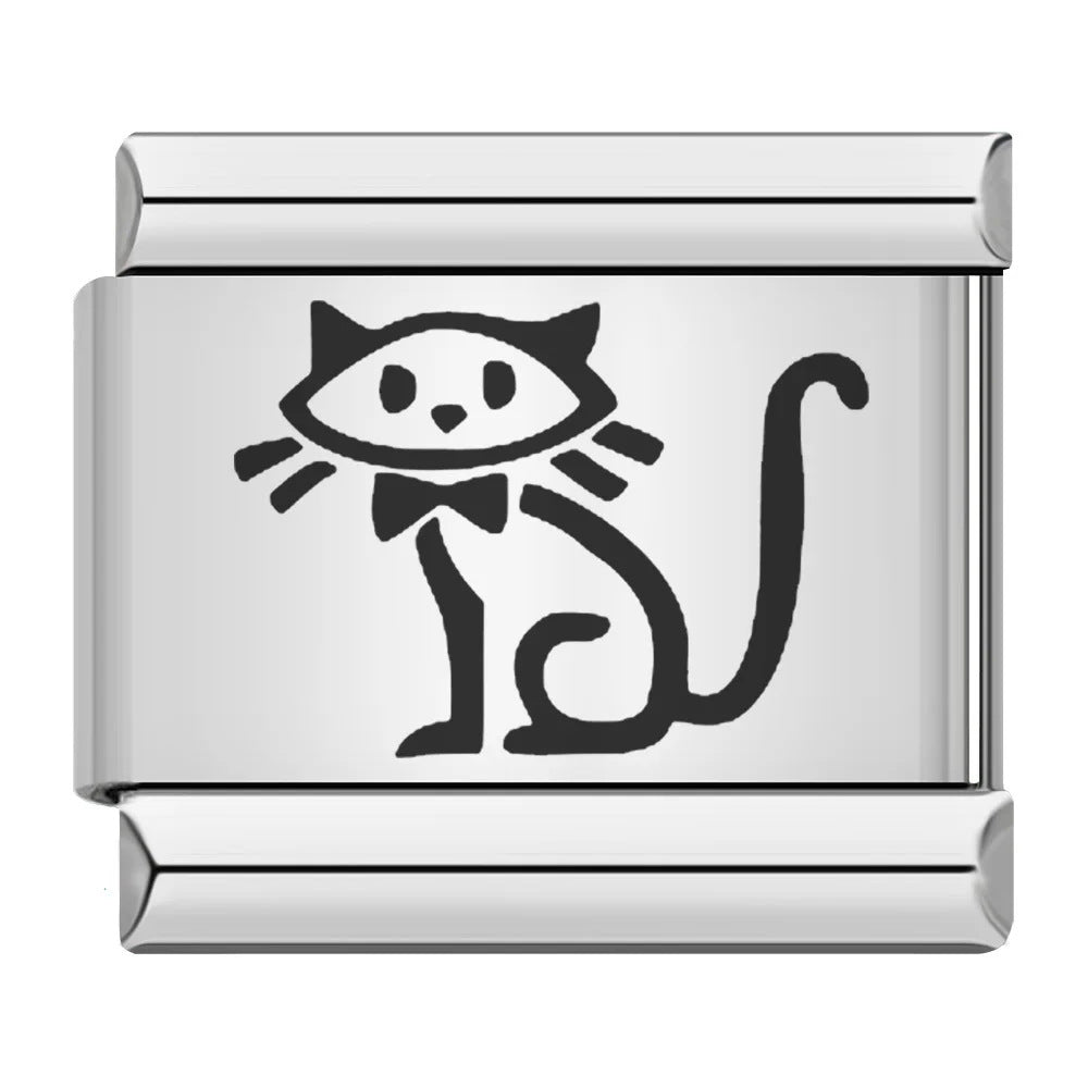 Laser Engraved Cat Paw Dog Stainless Steel Italian Charm Links