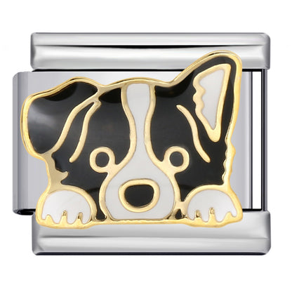 Pet Dog Italian Charm Gold Silver Enamel Stainless Steel