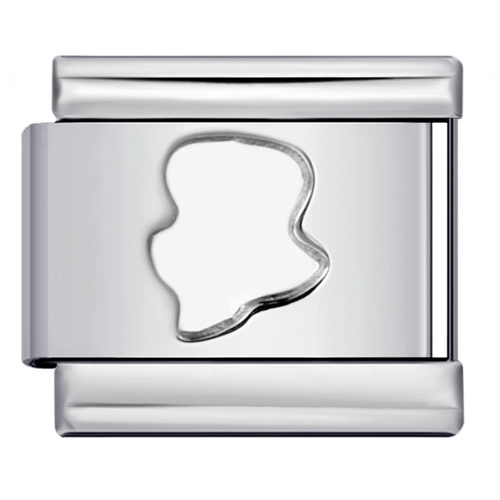 Concave Silver Stamped Stainless Steel Italian Charm Links