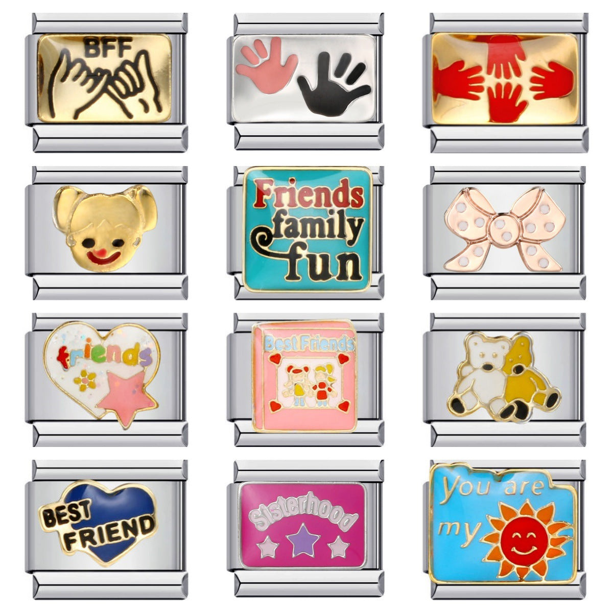 Friendship series stainless steel gold-plated welding diy italian module bracelet italian charm bracel