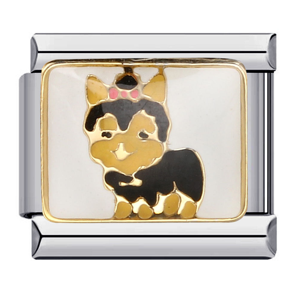 Pet cat and dog series stainless steel welding oil drip bracelet, cartoon DIY Italian module bracelet wholesale