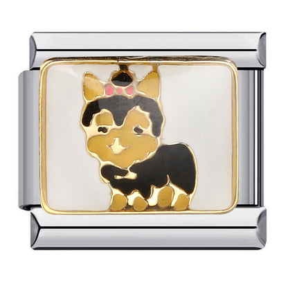 Pet cat and dog series stainless steel welding oil drip bracelet, cartoon DIY Italian module bracelet wholesale