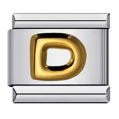 Cross-border explosive convex English alphabet collection series, stainless steel gold-plated DIY Italian module bracelet