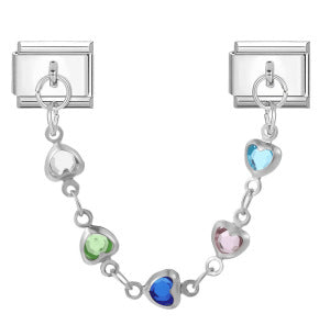 Double Hook Heart Pendant Stainless Steel Italian Charm Links