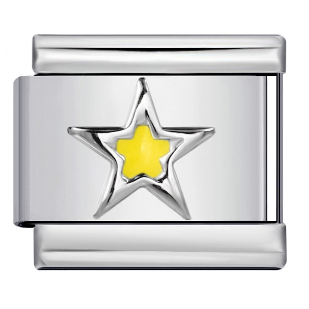 Star Eye Stamped Enamel Italian Charm Stainless Steel