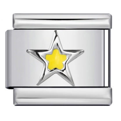 Star Eye Stamped Enamel Italian Charm Stainless Steel