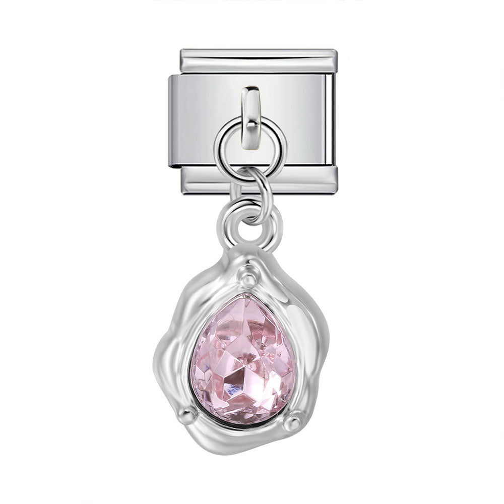 Colorful Heart Moon Bow Pendant Stainless Steel Italian Charm Links