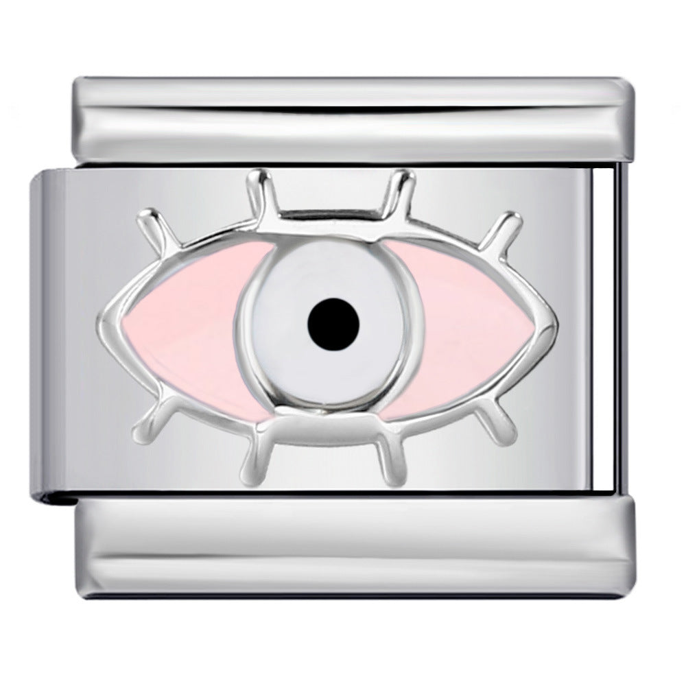 Star Eye Stamped Enamel Italian Charm Stainless Steel