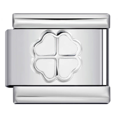 Color Enamel Four Leaf Clover Stainless Steel Italian Charm Links