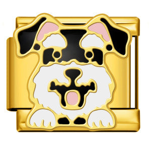 Pet Dog Italian Charm Gold Silver Enamel Stainless Steel