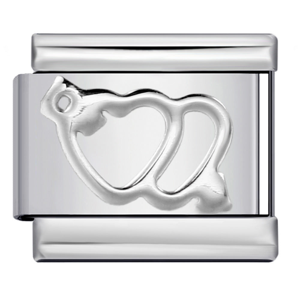 Gold Silver Stamped Pattern Stainless Steel Italian Charm Links