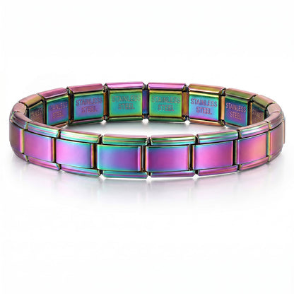 Stainless Steel Vacuum IP Plated Italian Module Bracelet Foundation Elastic Strap Chain Italian Charm