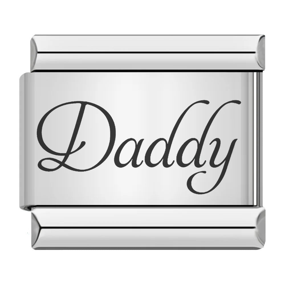 Family series english word pattern italian module bracelet stainless steel laser engraved diy bracelet