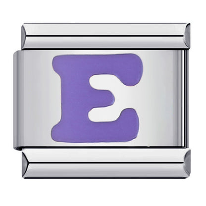 New arrival stainless steel purple english letter diy italian module bracelet italiancharmbracelet