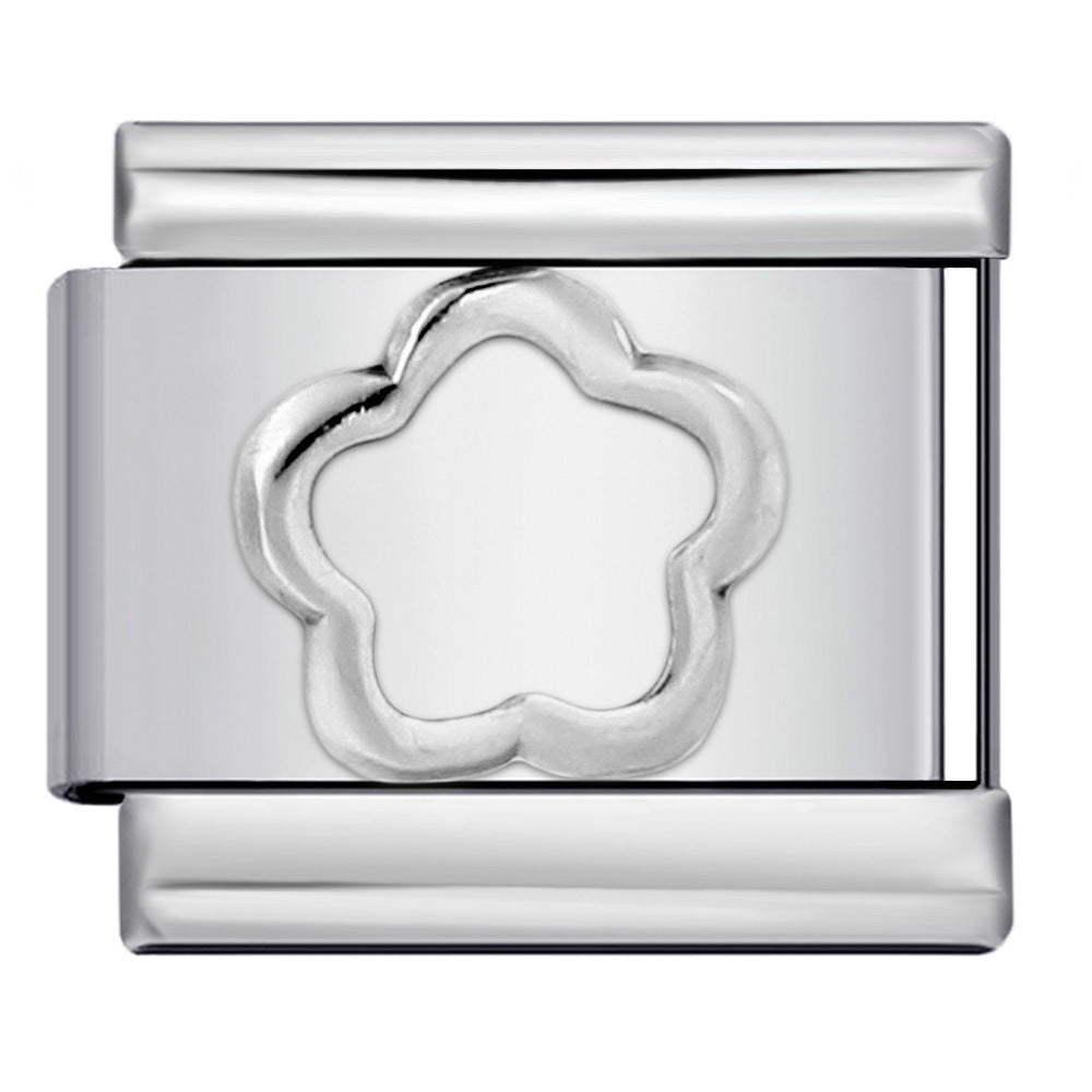 Gold Silver Stamped Pattern Stainless Steel Italian Charm Links