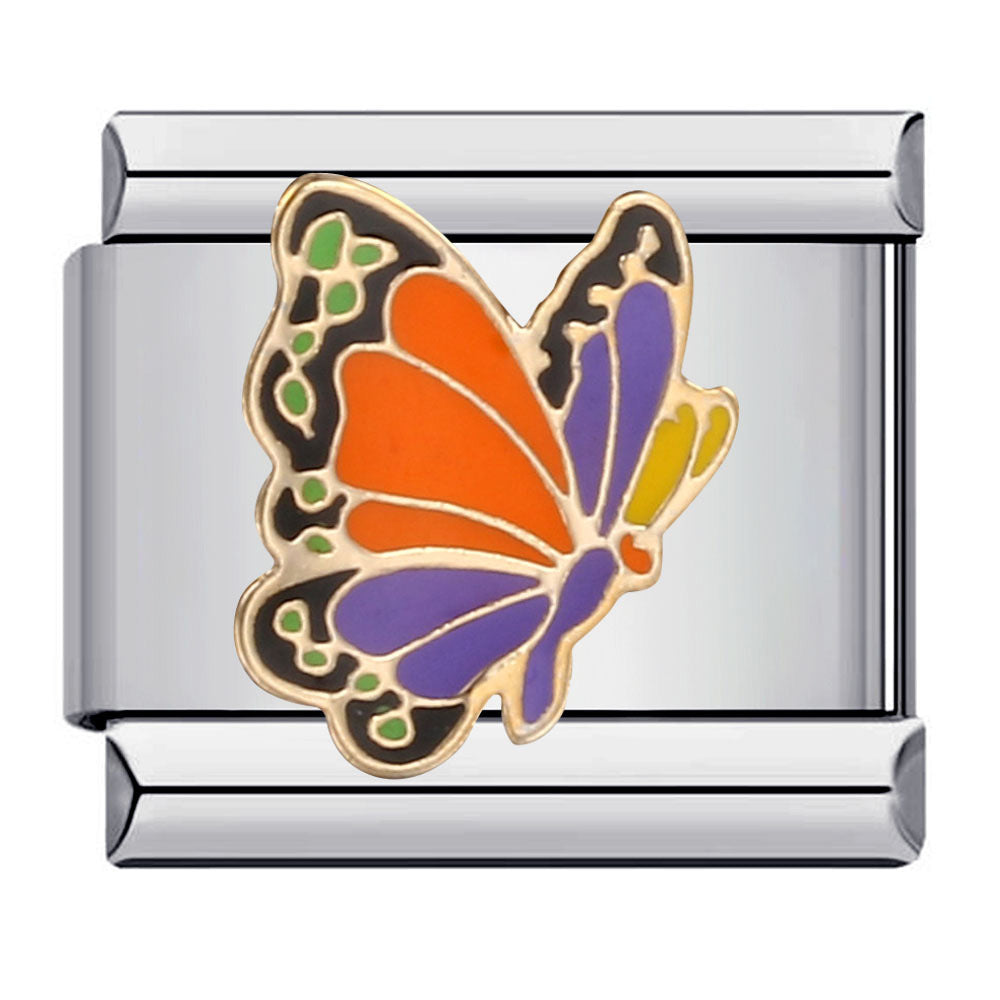 Color butterfly Italian module bracelet, welding pattern drip DIY bracelet Italian charm