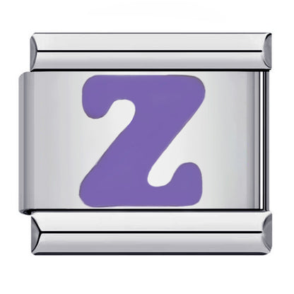 New arrival stainless steel purple english letter diy italian module bracelet italiancharmbracelet