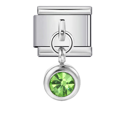 Colorful birthstone gold and silver base round pendant italian module stainless steel hook fashionable versatile bracelet