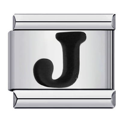 Black Letter Italian Charm Bracelet Stainless Steel