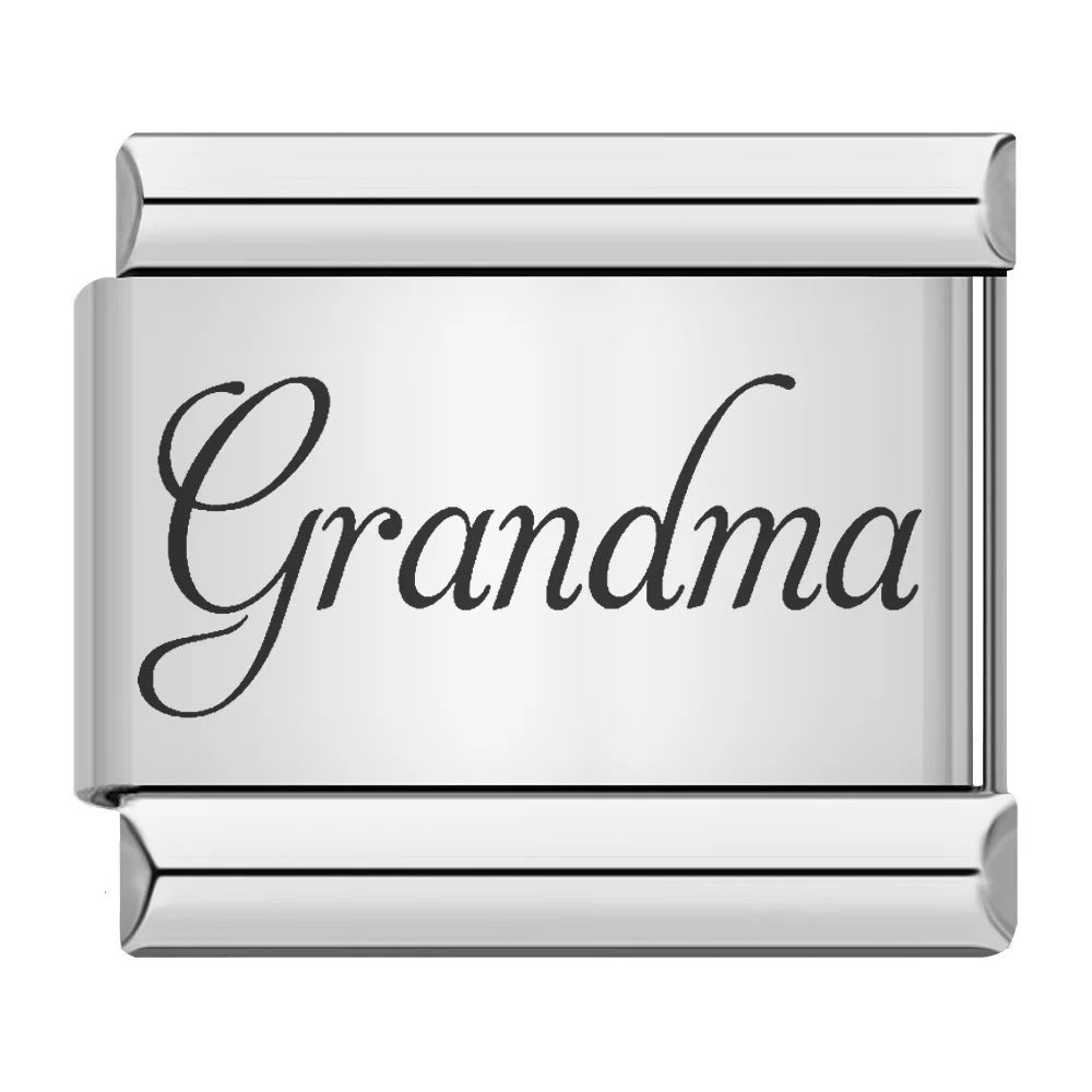 Family series english word pattern italian module bracelet stainless steel laser engraved diy bracelet