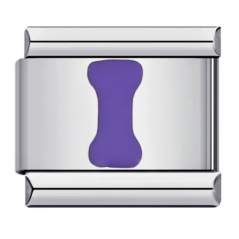 New arrival stainless steel purple english letter diy italian module bracelet italiancharmbracelet