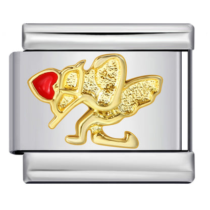 Photo Angel Gold Plated Enamel Italian Charm Links Stainless Steel