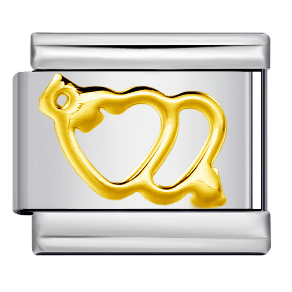 Gold Silver Stamped Pattern Stainless Steel Italian Charm Links