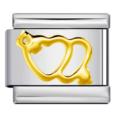 Gold Silver Stamped Pattern Stainless Steel Italian Charm Links