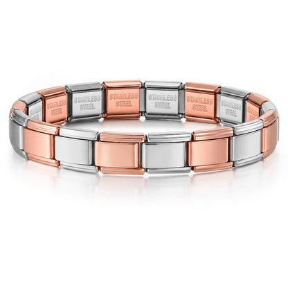 Stainless Steel Vacuum IP Plated Italian Module Bracelet Foundation Elastic Strap Chain Italian Charm