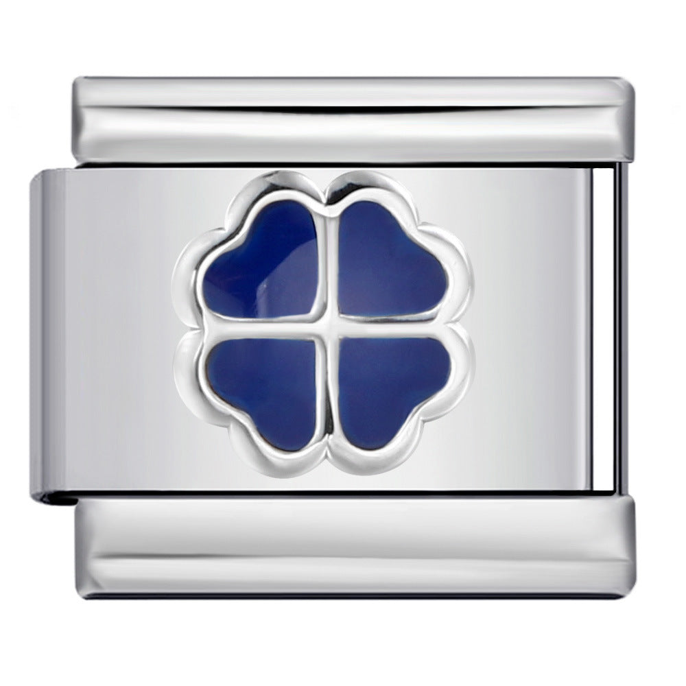 Color Enamel Four Leaf Clover Stainless Steel Italian Charm Links
