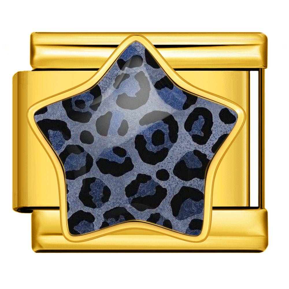 Leopard print star italian module bracelet - stainless steel diy detachable stretch bracelet gift