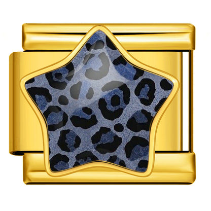 Leopard print star italian module bracelet - stainless steel diy detachable stretch bracelet gift