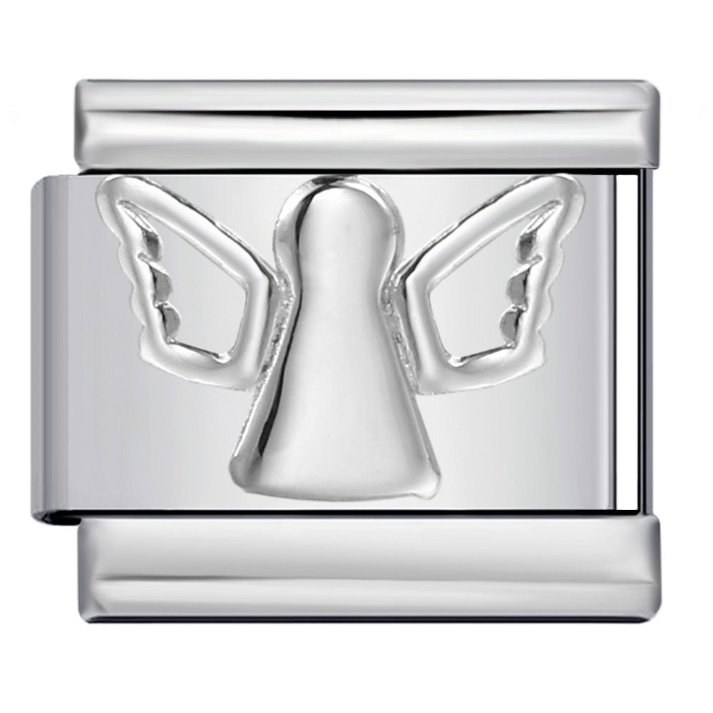 Photo Angel Gold Plated Enamel Italian Charm Links Stainless Steel