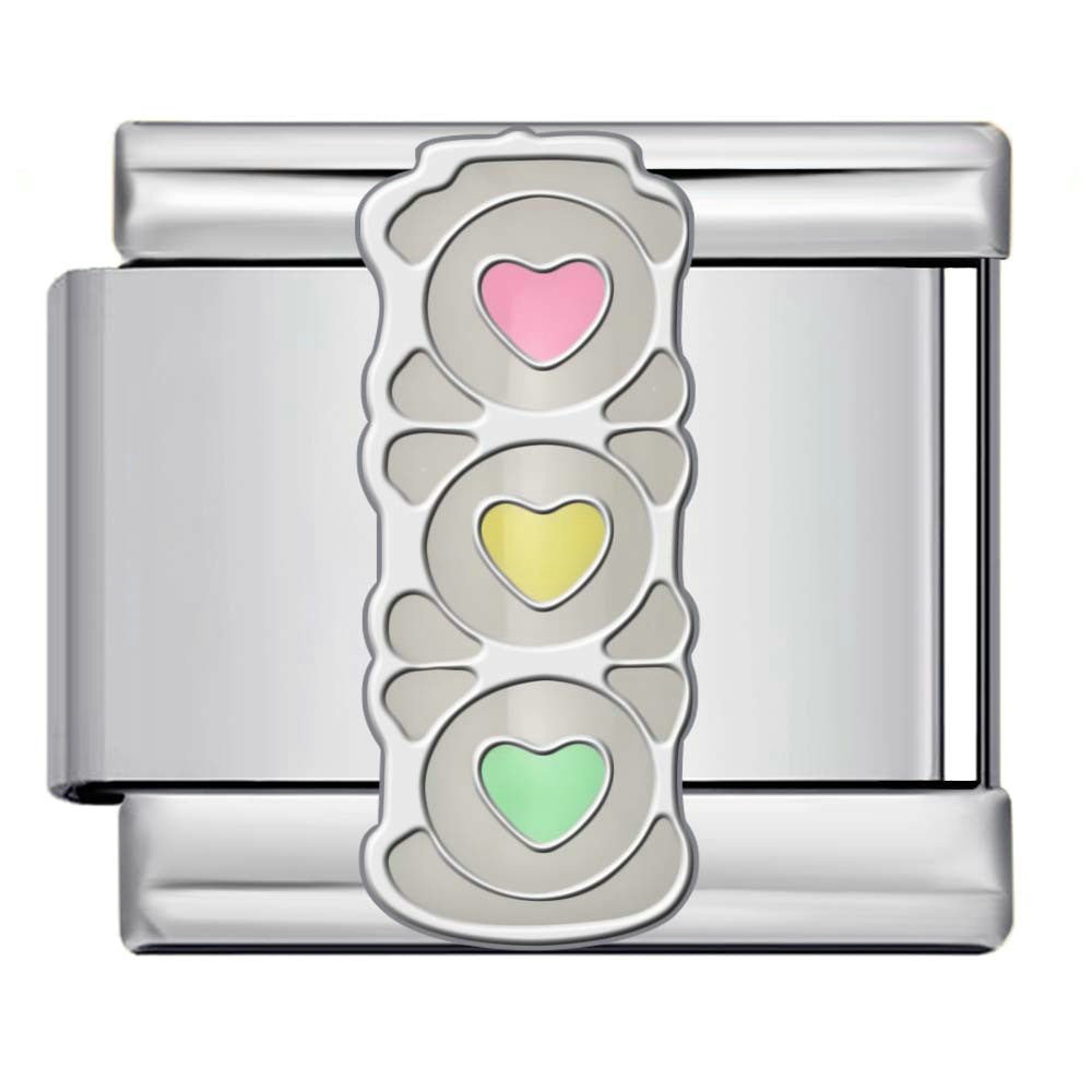 New Italian module bracelet with prohibited logo pattern, stainless steel welded gold-plated drip oil DIY jewelry