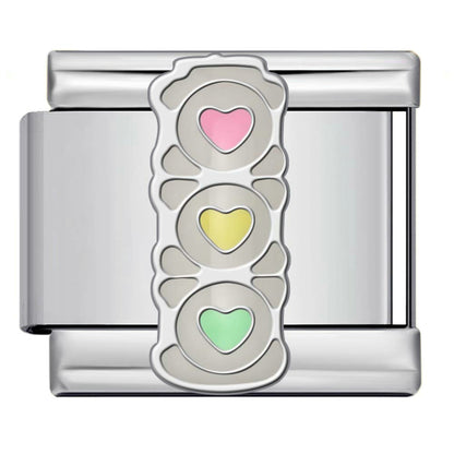 New Italian module bracelet with prohibited logo pattern, stainless steel welded gold-plated drip oil DIY jewelry