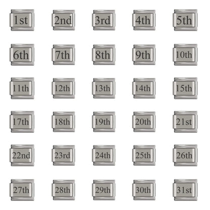 Laser Engraved Date Stainless Steel Italian Charm Links