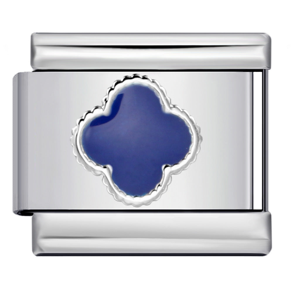 Color Enamel Four Leaf Clover Stainless Steel Italian Charm Links
