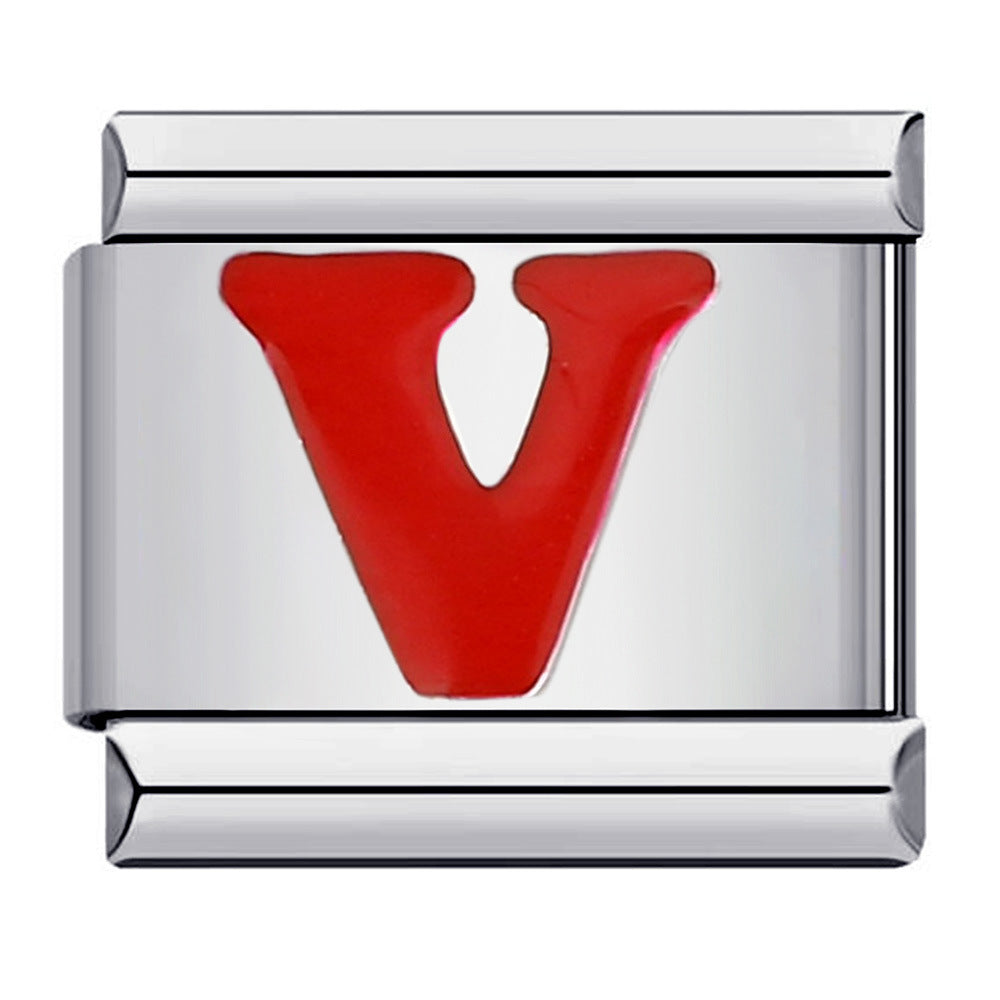 New arrival red english letter diy italian module stainless steel bracelet italiancharmbracelet