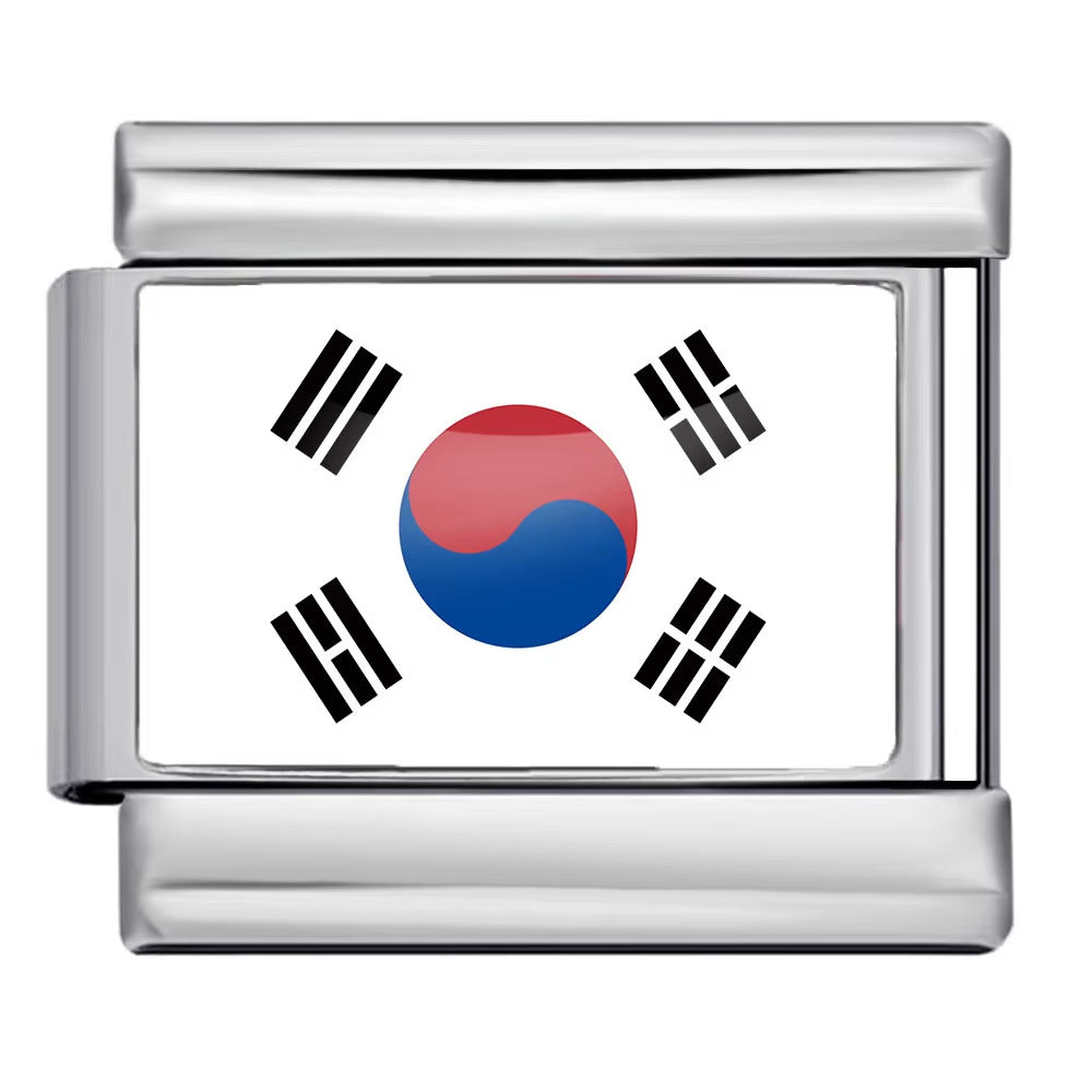 Hot-selling new world flag photo epoxy series stainless steel diy italian module bracelet accessories wholesale