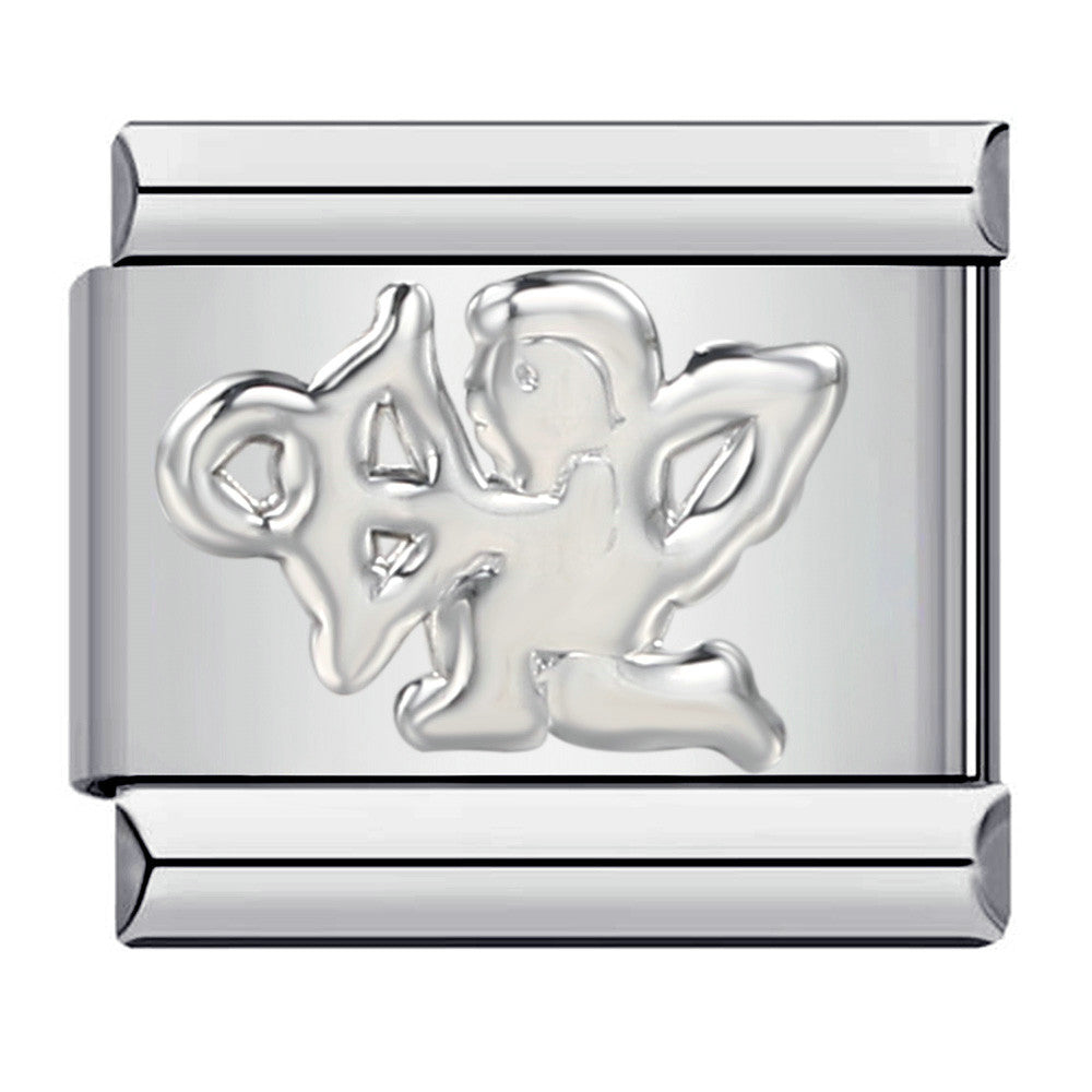 Photo Angel Gold Plated Enamel Italian Charm Links Stainless Steel