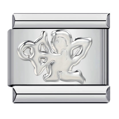 Photo Angel Gold Plated Enamel Italian Charm Links Stainless Steel