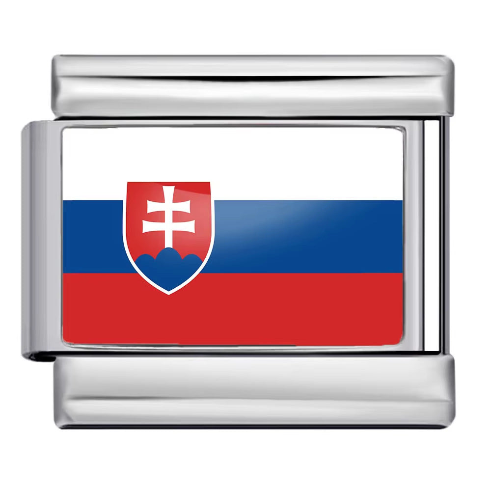 Hot-selling new world flag photo epoxy series stainless steel diy italian module bracelet accessories wholesale