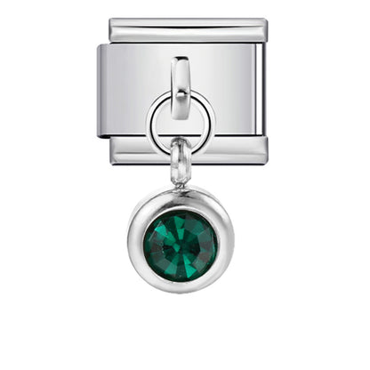 Colorful birthstone gold and silver base round pendant italian module stainless steel hook fashionable versatile bracelet