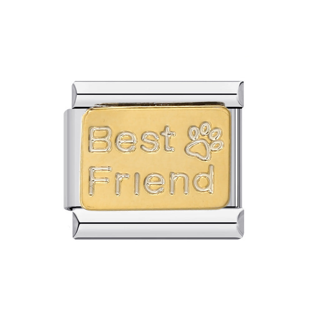 Friendship series stainless steel gold-plated welding diy italian module bracelet italian charm bracel
