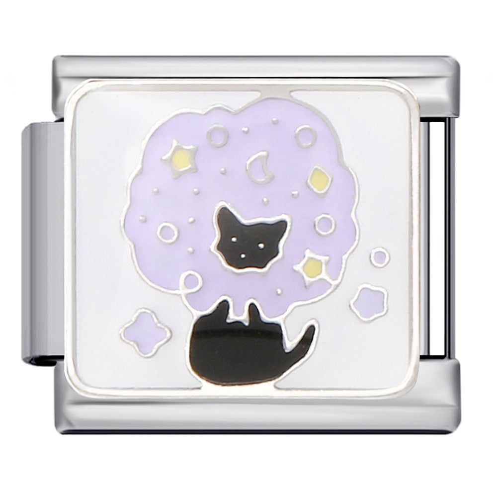 Pet cat and dog series stainless steel welding oil drip bracelet, cartoon DIY Italian module bracelet wholesale