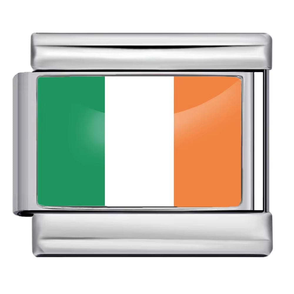 Hot-selling new world flag photo epoxy series stainless steel diy italian module bracelet accessories wholesale
