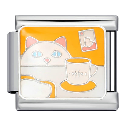 Pet cat and dog series stainless steel welding oil drip bracelet, cartoon DIY Italian module bracelet wholesale