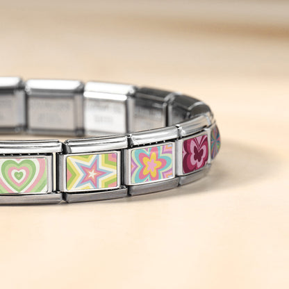 New colorful pattern Italian module bracelet DIY splicing stainless steel bracelet strap chain accessories